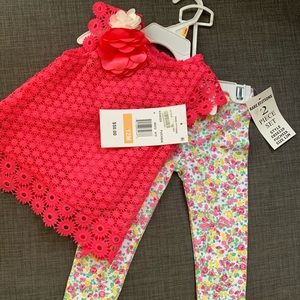 NWT pink floral shirt with colorful leggings 12mo
